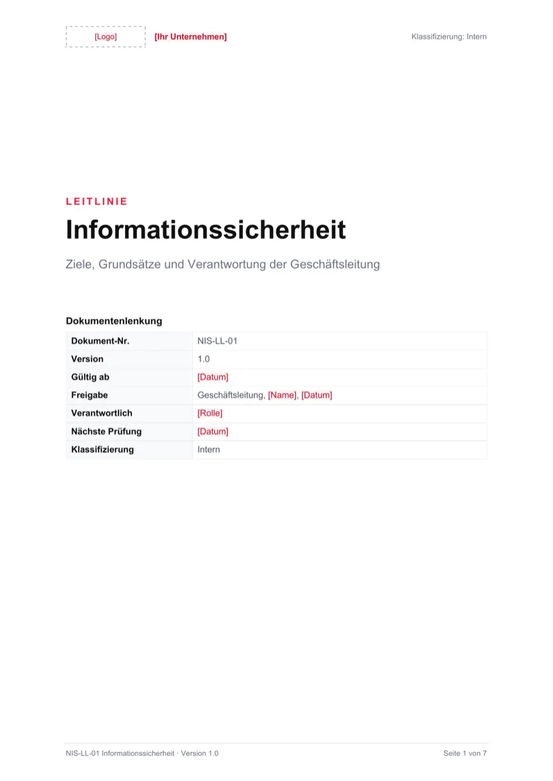 Seite 1 von NIS-LL-01 Informationssicherheit, aus der Word-Datei exportiert